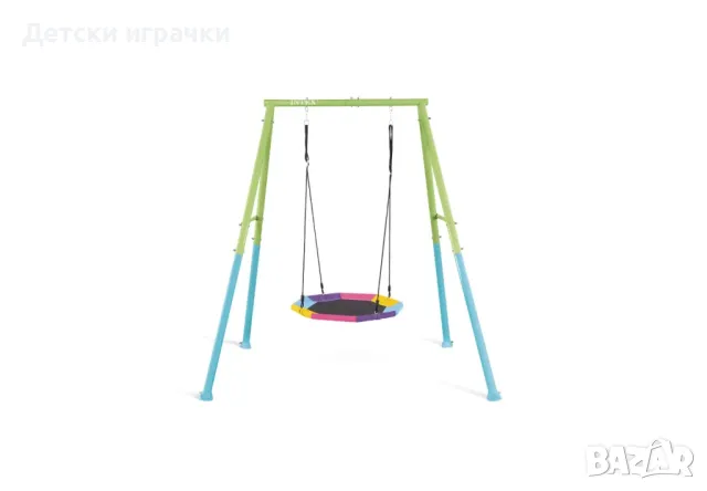 Детска люлка „гнездо“ Intex, 203 х 254 х 211 см, стоманена конструкция, син и зелен, снимка 2 - Градински мебели, декорация  - 49925923