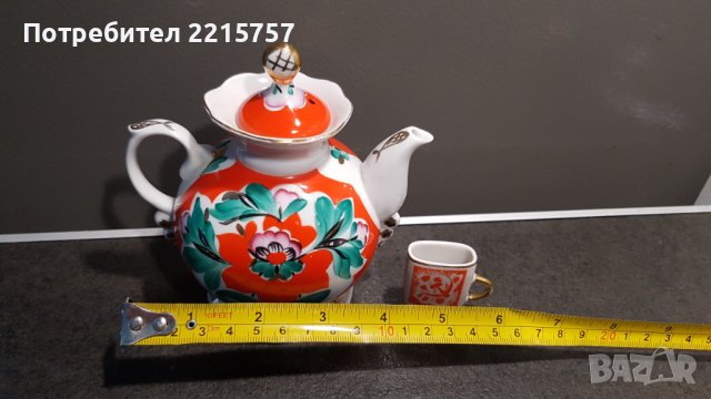 Декоративен руски чайник, ръчно рисуван от 1970г., снимка 6 - Антикварни и старинни предмети - 41634511