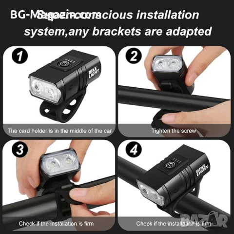 Мощен акумулаторен LED фар за колело предни светлини за велосипед водоустойчив зареждащ се USB, снимка 8 - Аксесоари за велосипеди - 50963126