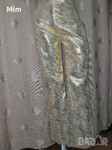T-K-F S/M Златист панталон/ чарлстон / еко кожа , снимка 4 - Панталони - 42138046