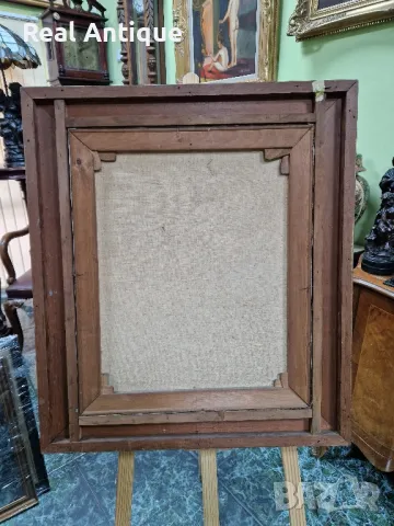 Прекрасна голяма антикварна авторска белгийска картина масло върху платно , снимка 8 - Картини - 48772614