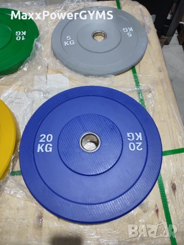 Чисто нови бъмпер тежести, дискове ф50 от 5 кг, 10 кг, 15 кг, 20 кг, снимка 2 - Фитнес уреди - 44371039