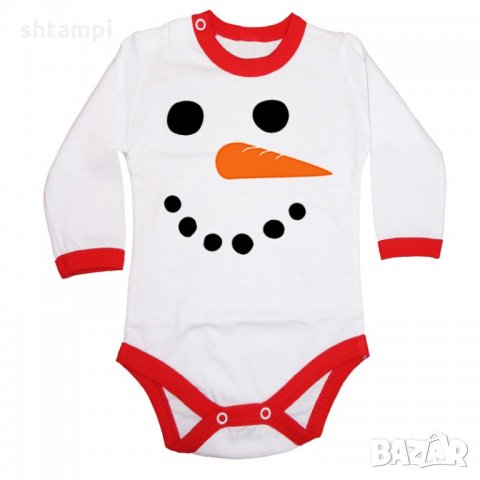 Бебешко боди Коледа Snowman face, снимка 3 - Бодита за бебе - 34731539