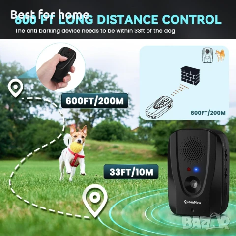 Устройство против лай Bubbacare с дистанционно, 2 в 1, снимка 3 - За кучета - 50962108