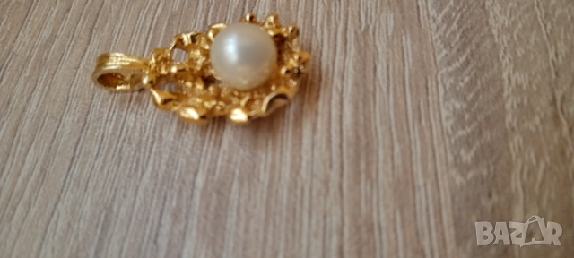 Медальон, висулка,позлатена; Седеф , снимка 2 - Колиета, медальони, синджири - 52702320