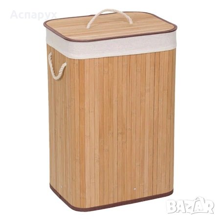 Кош за пране Бамбук, с капак, 40х30х60 см см, 72 литра, естествен цвят, снимка 1 - Други - 41439854