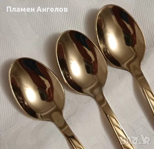 Ретро позлатени лъжички-СССР. Позлатени прибори за хранене 6 броя. , снимка 9 - Прибори за хранене, готвене и сервиране - 56170264