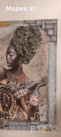 Винтидж картина Африкански финес, снимка 6 - Картини - 41344861