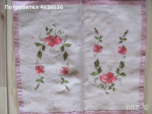 19в. Ръчна бродерия върху вълнен плат 50х43см., снимка 5 - Антикварни и старинни предмети - 52440198