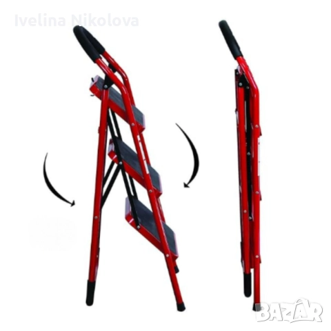 Лека сгъваема стълба – 3 Стъпала, до 150 кг, супер компактно прибиране, снимка 2 - Други стоки за дома - 52734991