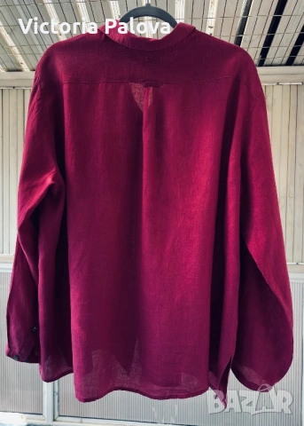 Премиум ленена риза Gudrun Sjöden XL – бордо цвят, 100% лен