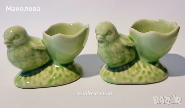 Две винтидж порцеланови чашки/коктиери/ за яйца във формата на пиленца