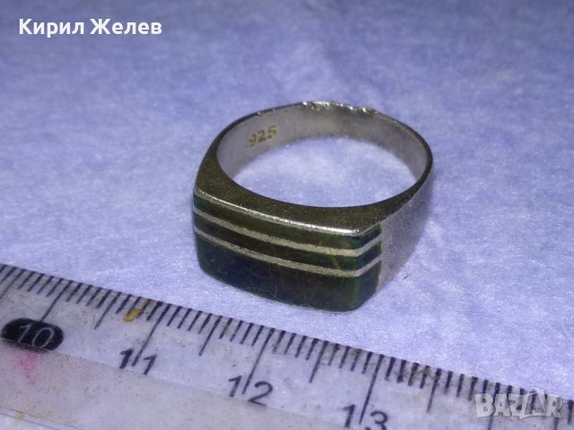 Стар АНГЛИЙСКИ СРЕБЪРЕН РЕТРО АРТ ПРЪСТЕН ОКСИДИРАНО СРЕБРО 925 с РЪЧНО ШЛИФОВАН ЧЕРЕН АХАТ 40628, снимка 2 - Пръстени - 42644202