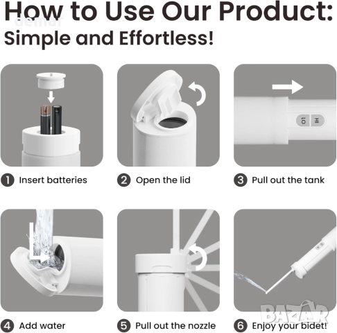 Преносимо електрическо биде VOVO Go – 2 степени – 140 мл, бяло, снимка 6 - Други стоки за дома - 51457132