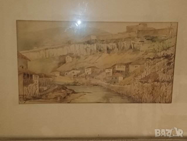 Картина, Търново, Никола Чехларов, акварел. , снимка 3 - Картини - 44477234