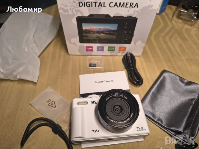 5K UHD цифров фотоапарат, 75MP 18X Zoom WiFi автофокус, малка камера с 3-инчов подвижен екран , снимка 3 - Фотоапарати - 52062227