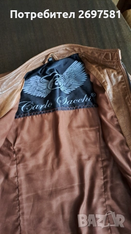 Кожено яке Carlo sacchi, снимка 5 - Якета - 53496844