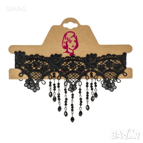 Хелоуин / Halloween готик чокър с дантела и черни камъчета_1230505, снимка 3 - Други - 52128240