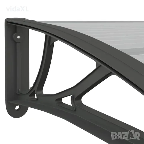 vidaXL Навес за врата, черно и прозрачно, 400x75 см, поликарбонат, снимка 6 - Врати за баня - 56146242