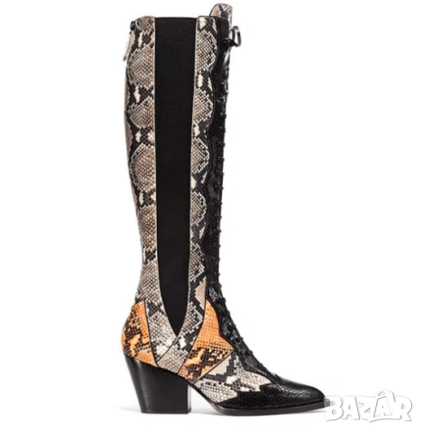 Coach Lace Up Boot With Patchwork Snake номер 39,5 луксозни ботуши от змийска кожа 