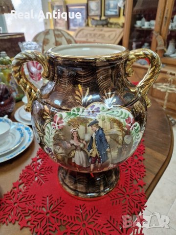 Страхотна голяма много красива антикварна белгийска порцеланова амфора ваза купа , снимка 2 - Декорация за дома - 42479031