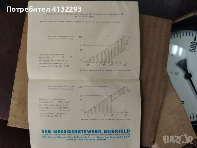 Индустриален манометър TGL, снимка 4 - Други машини и части - 51179533