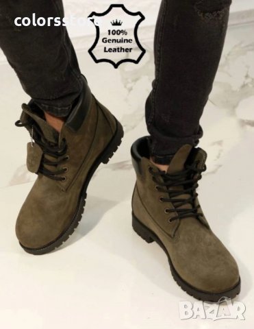 Мъжки боти - зелен ЕСТЕСТВЕН набук - T03, снимка 3 - Мъжки боти - 39400047