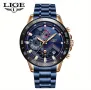 Спортно/Елегантни, Класически кварцови хронографи LIGE *Blue/Black* Titanium !!, снимка 7