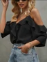 Shein топ с паднало рамо L, снимка 2