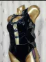 L Черно боди от лак / винил/ с катарамки , снимка 2