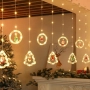 Лампички за коледа SIKS, тип светеща завеса, 5 светещи ринга и 5 LED елхи, с различни фигури , снимка 1