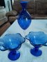 Чаши за мелба и ваза -синьо стъкло, снимка 1 - Чаши - 40334634