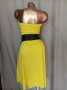 М Жълта рокля с черен кожен колан , снимка 3