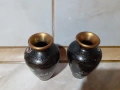 Cloisonne Клоазоне Чифт страхотни вази бронз клетъчен емайл, снимка 3