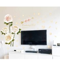 3D кремави цветя рози самозалепващ стикер лепенки за стена и мебел, снимка 3 - Други - 40647184