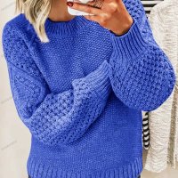 Дамски топъл дебел плетен пуловер, 5цвята - 023, снимка 5 - Блузи с дълъг ръкав и пуловери - 42541591