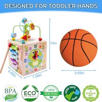 Дървен куб за сортиране и подреждане, образователна играчка  за малки деца 1+ години, синьо, снимка 4 - Образователни игри - 44500274