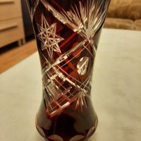  червен кристал ваза винтидж, снимка 1 - Вази - 34851080