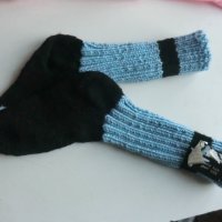плетени чорапи т.синьо/синьо, ходило 18, конч 26, снимка 2 - Чорапи - 39295105