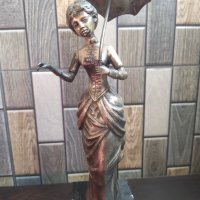 Бронзова Скулптура във Сребърно Покритие-Дамата със Чадъра 19 Век Испания , снимка 3 - Статуетки - 42112272