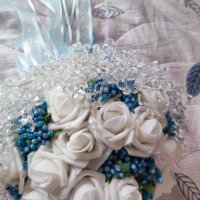 Дизайнерска сватбена рокля + сватбен букет и кошница, снимка 8 - Рокли - 41543660