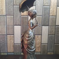 Бронзова Скулптура във Сребърно Покритие-Дамата със Чадъра 19 Век Испания , снимка 4 - Статуетки - 42112272