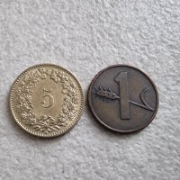 Монети. Швейцария. 2 ,1 , 1/2  франка  и 1 , 5 , 10, 20  рапена. 7 бройки. , снимка 11 - Нумизматика и бонистика - 36789136