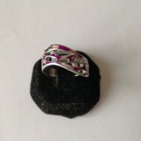 Сребърен пръстен с цирконий и цветен емайл. Сребро проба 925., снимка 1 - Пръстени - 38679036