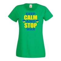 Дамска тениска KEEP CALM AND STOP WAR,подкрепям Укркайна,, снимка 2 - Тениски - 36113966