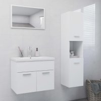 Комплект мебели за баня, бял, ПДЧ, снимка 1 - Шкафове - 42238616