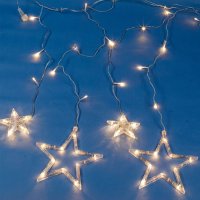 Коледни лампички LED Завеса с големи и малки Звезди, Топло бяло, 107 LED, снимка 3 - Лед осветление - 42734549
