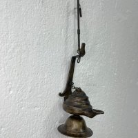 Автентична бронзова маслена лампа. №5070, снимка 2 - Колекции - 44270749