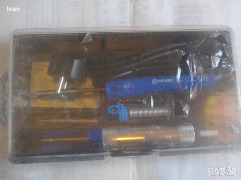 Нов Немки Ел. Поялник CONRAD с Ръчна Помпа за Калай и Блистер Тенол-Комплект-15W-За Микроелектроника, снимка 1