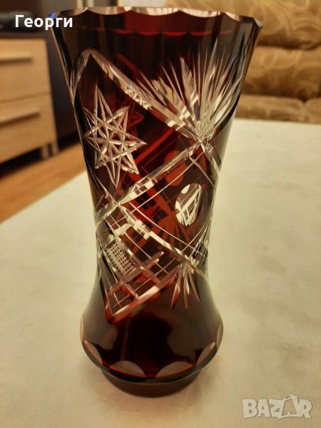  червен кристал ваза винтидж, снимка 1